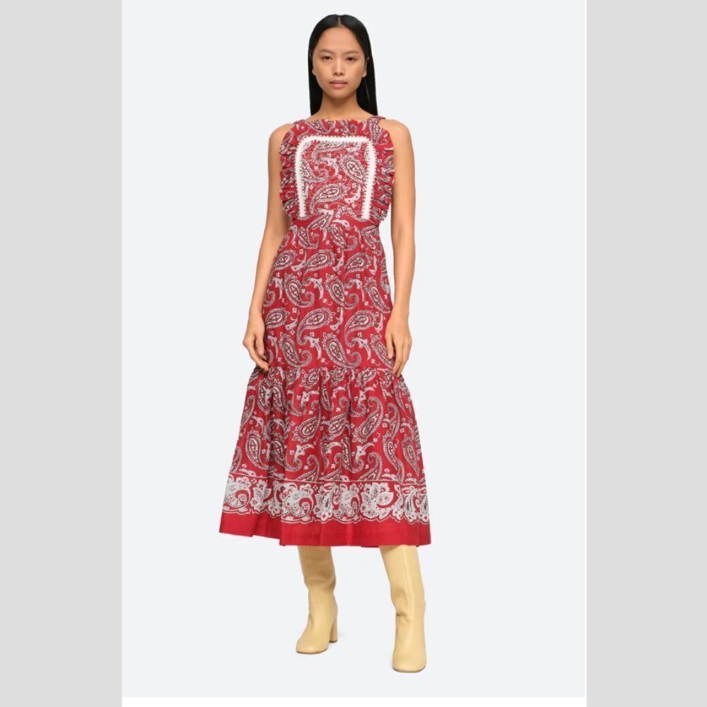 NWT Sea Theodora Paisley Ruffle Dress